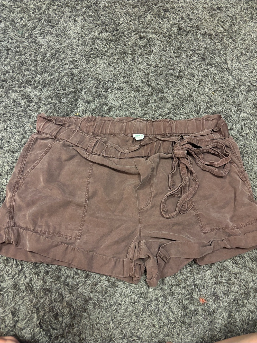 Aerie Paperbag Tie Waist Pull-On Shorts – Size M. Mauve/Brown